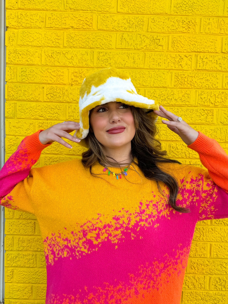 Yellow Cow Print Bucket Hat