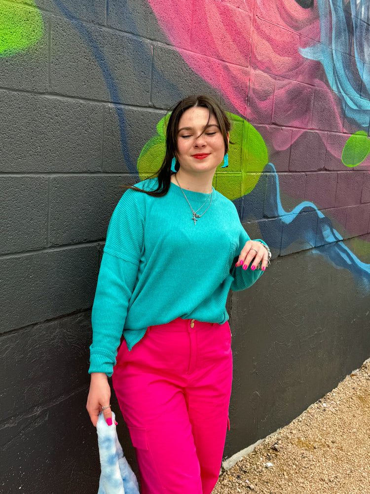 Teal Ribbed Long Sleeve (S-3XL)