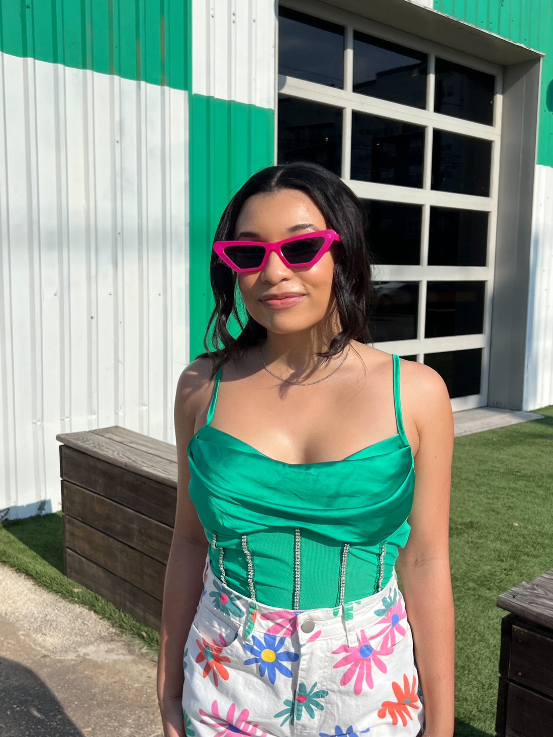 Get It Started Rhinestone Green Tank (S-L)