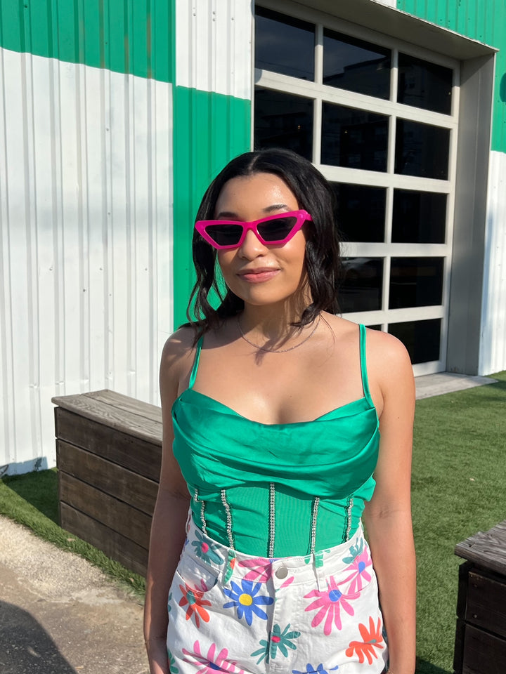 Get It Started Rhinestone Green Tank (S-L)