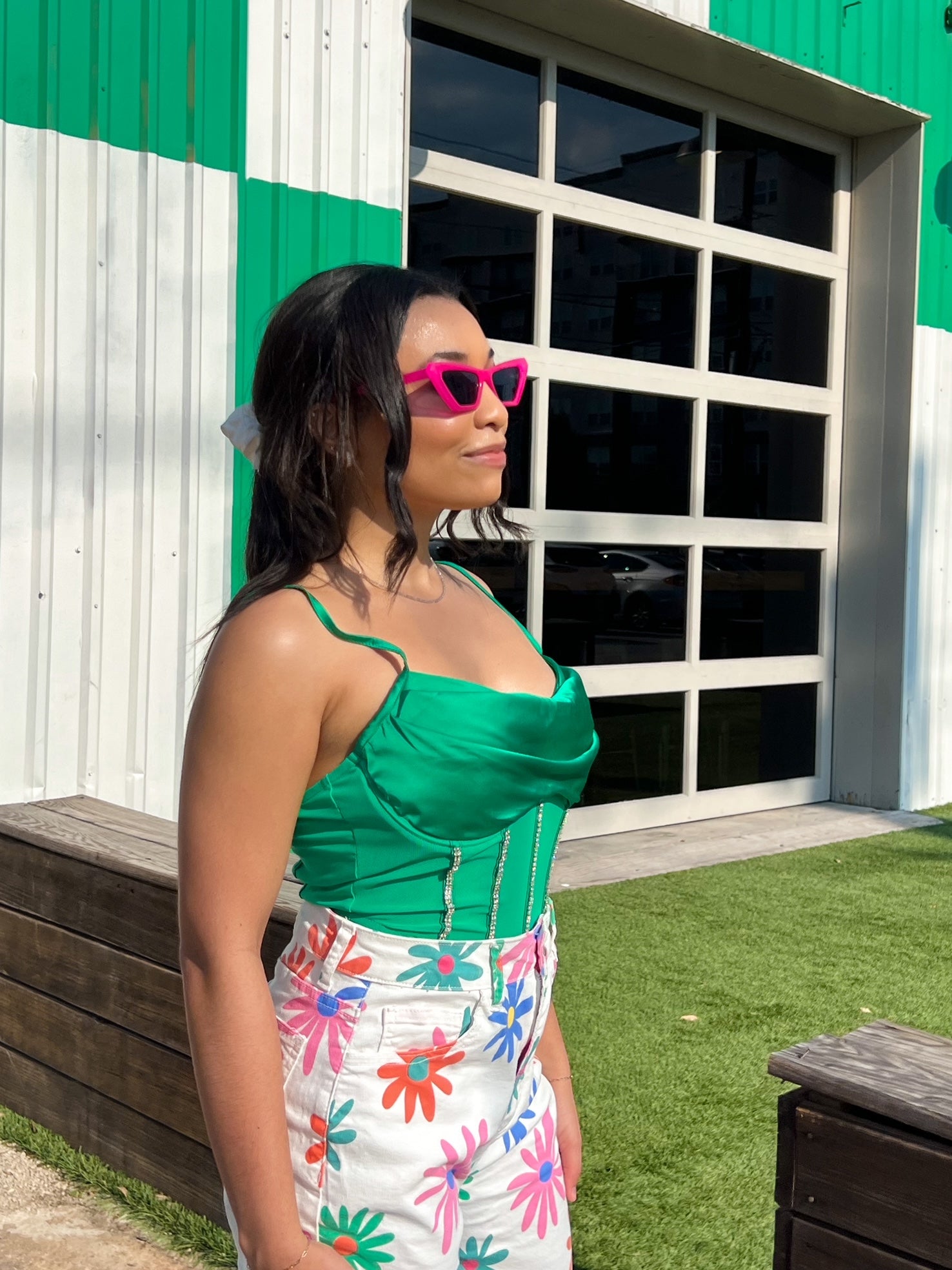 Get It Started Rhinestone Green Tank (S-L)