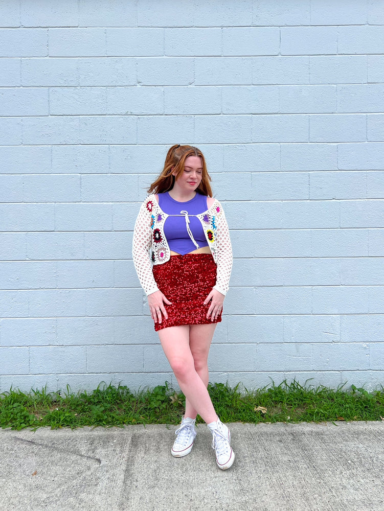 Holiday Red Sequin Skirt (S-3XL)