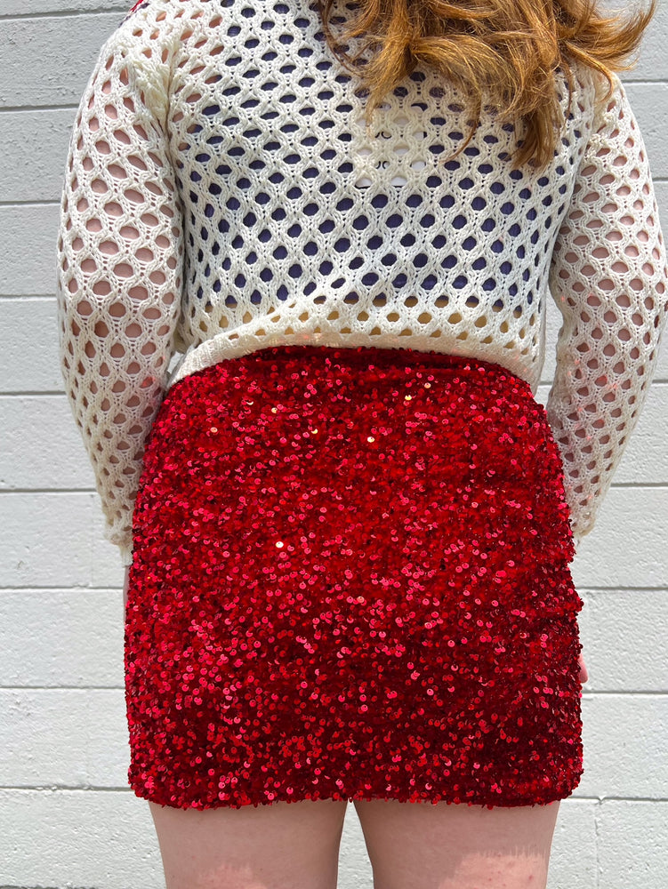 Holiday Red Sequin Skirt (S-3XL)