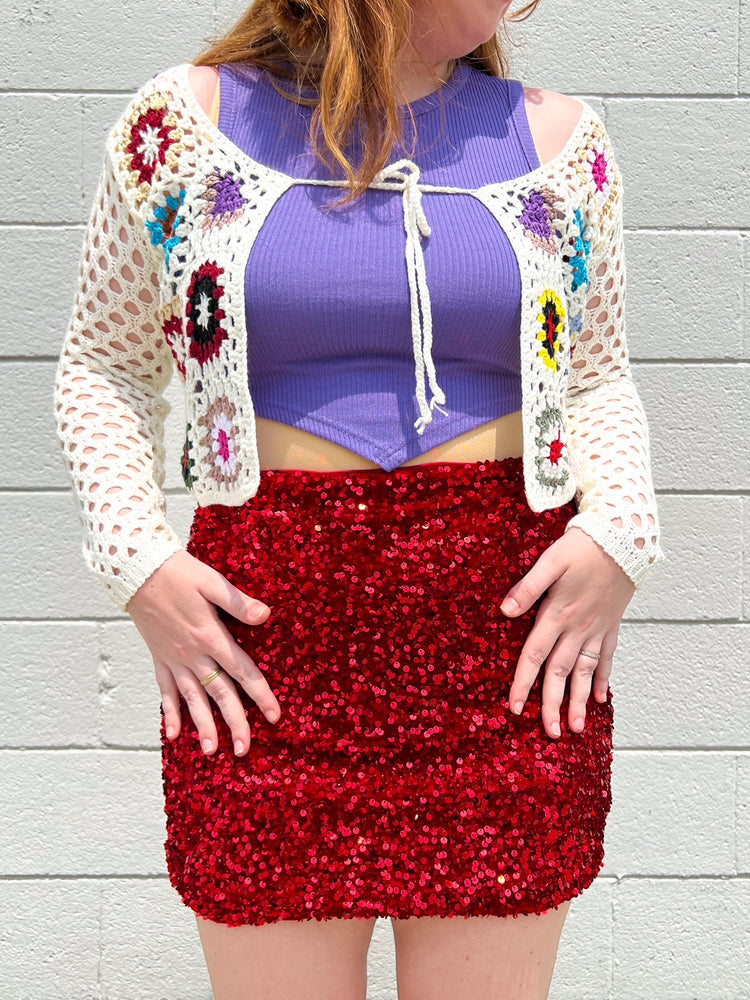 Holiday Red Sequin Skirt (S-3XL)