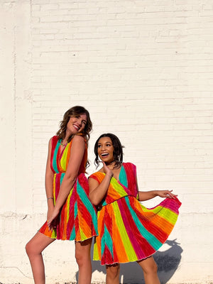 Rainbow Striped Dress * Extended Sizes