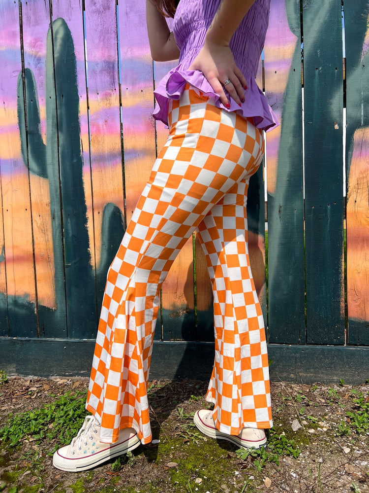 Not My Fault Orange Checkered Pants (S-3XL)RESTOCK