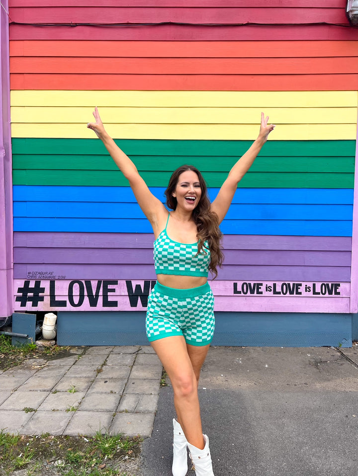 Happier Green Sweater Checkered Set (S-L)