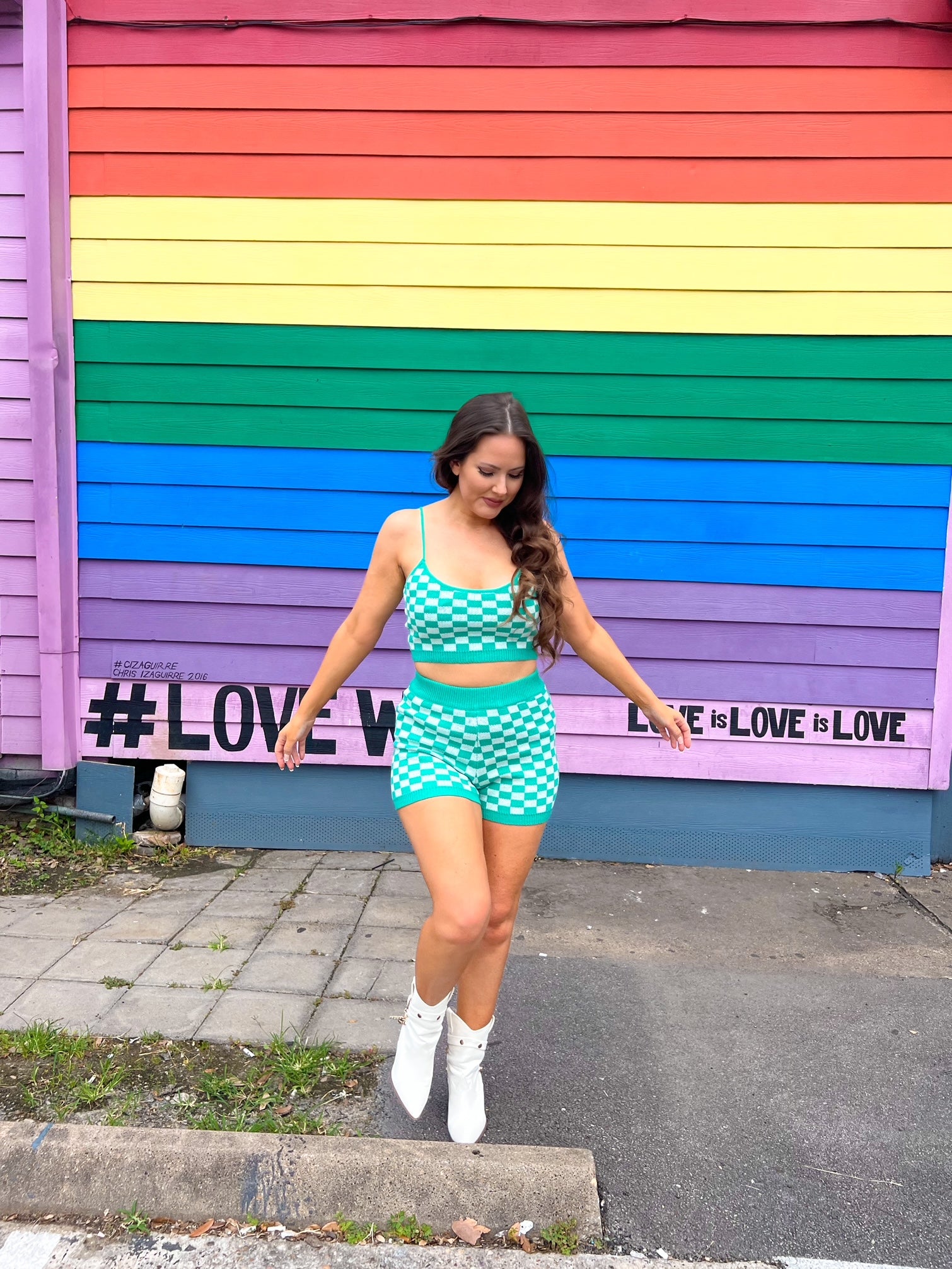 Happier Green Sweater Checkered Set (S-L)