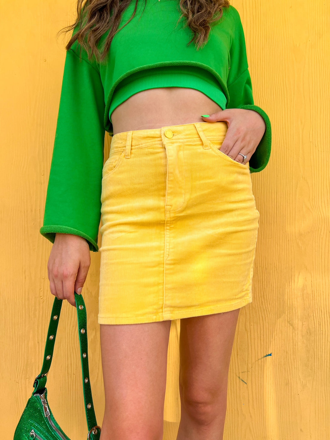 Light Yellow Corduroy Skirt (S-M)