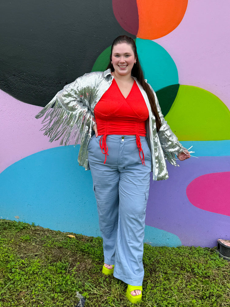 Super Star Fringe Jacket in Silver(S-3XL)