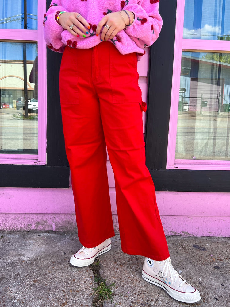 Cherry Red Cargo Pants (S-3XL)