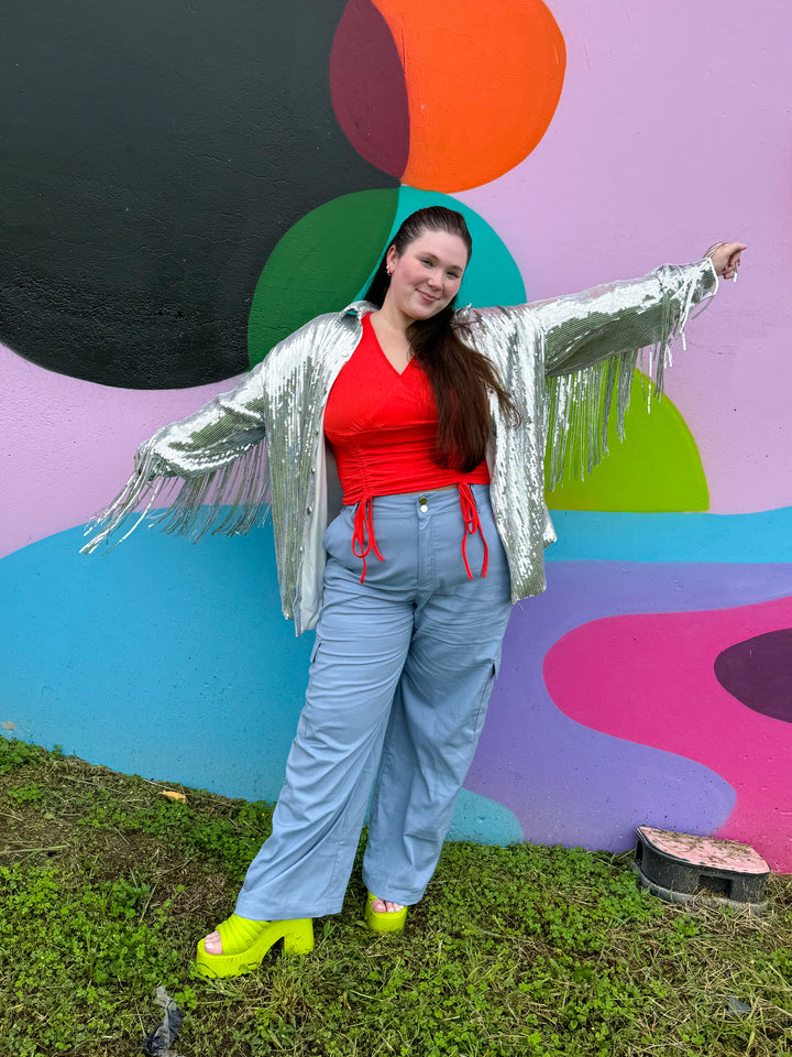 Super Star Fringe Jacket in Silver(S-3XL)