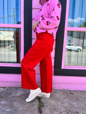 Cherry Red Cargo Pants (S-3XL)