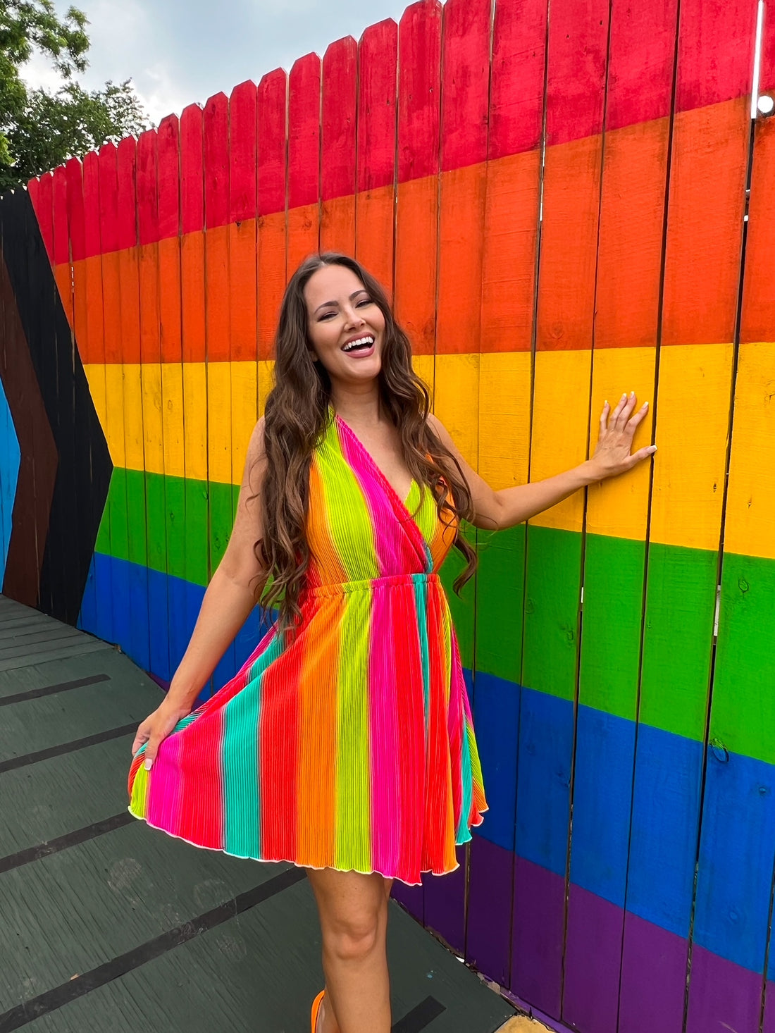 Rainbow Striped Dress (XL-2XL)
