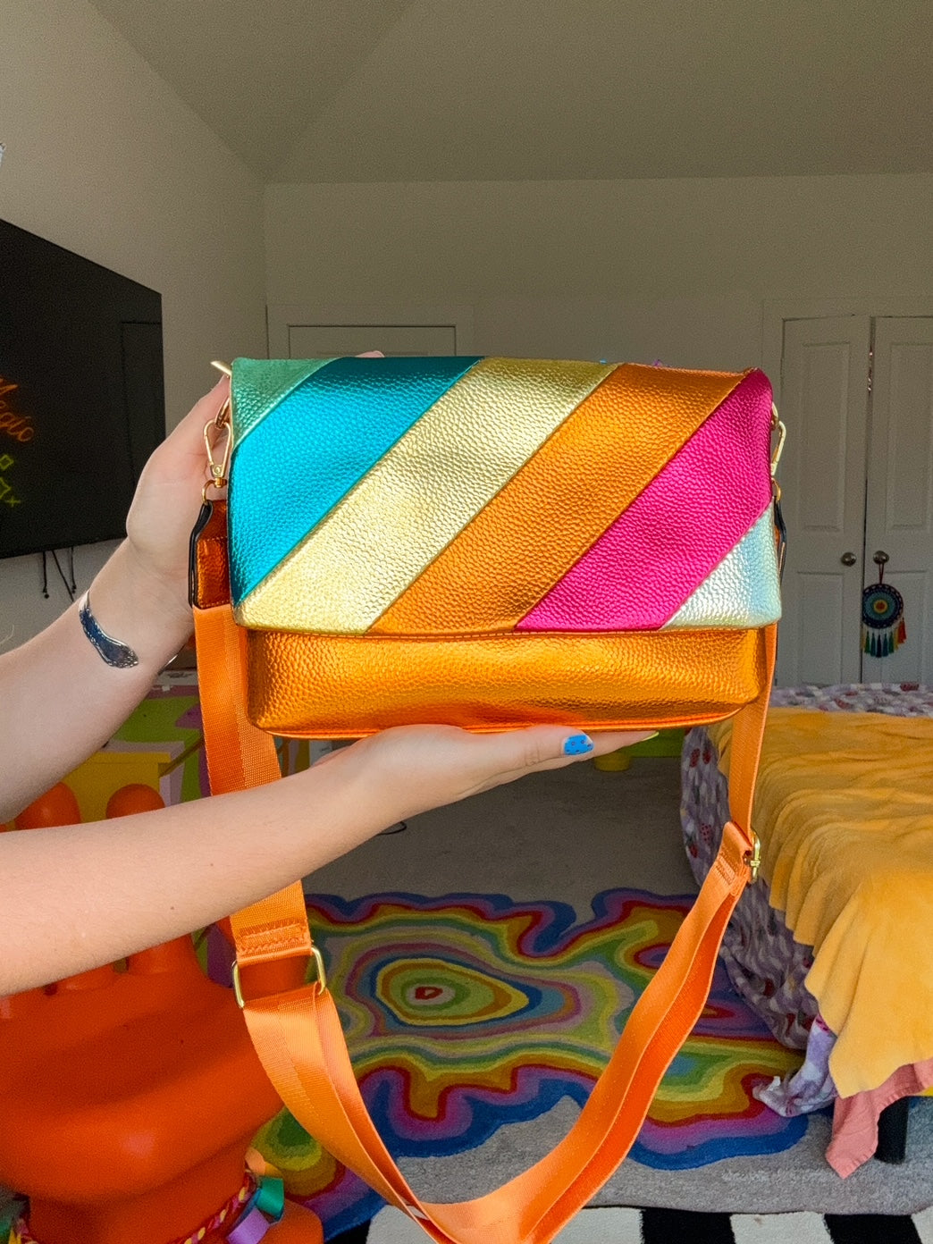 Fall Metallics Striped Purse