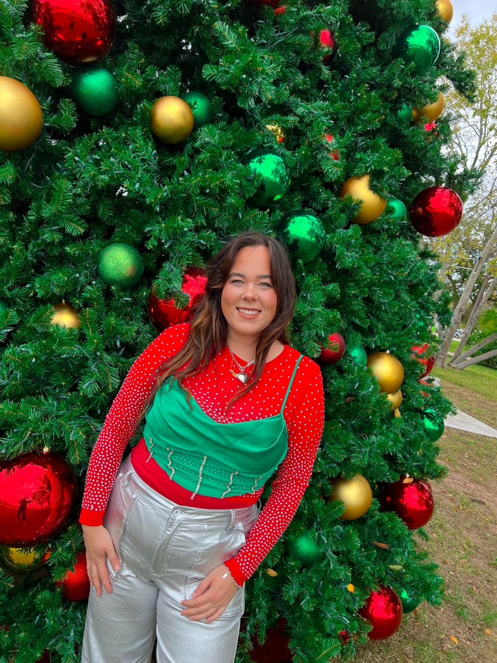 Show Stopper Rhinestone Bodysuit in Red (S-3X)