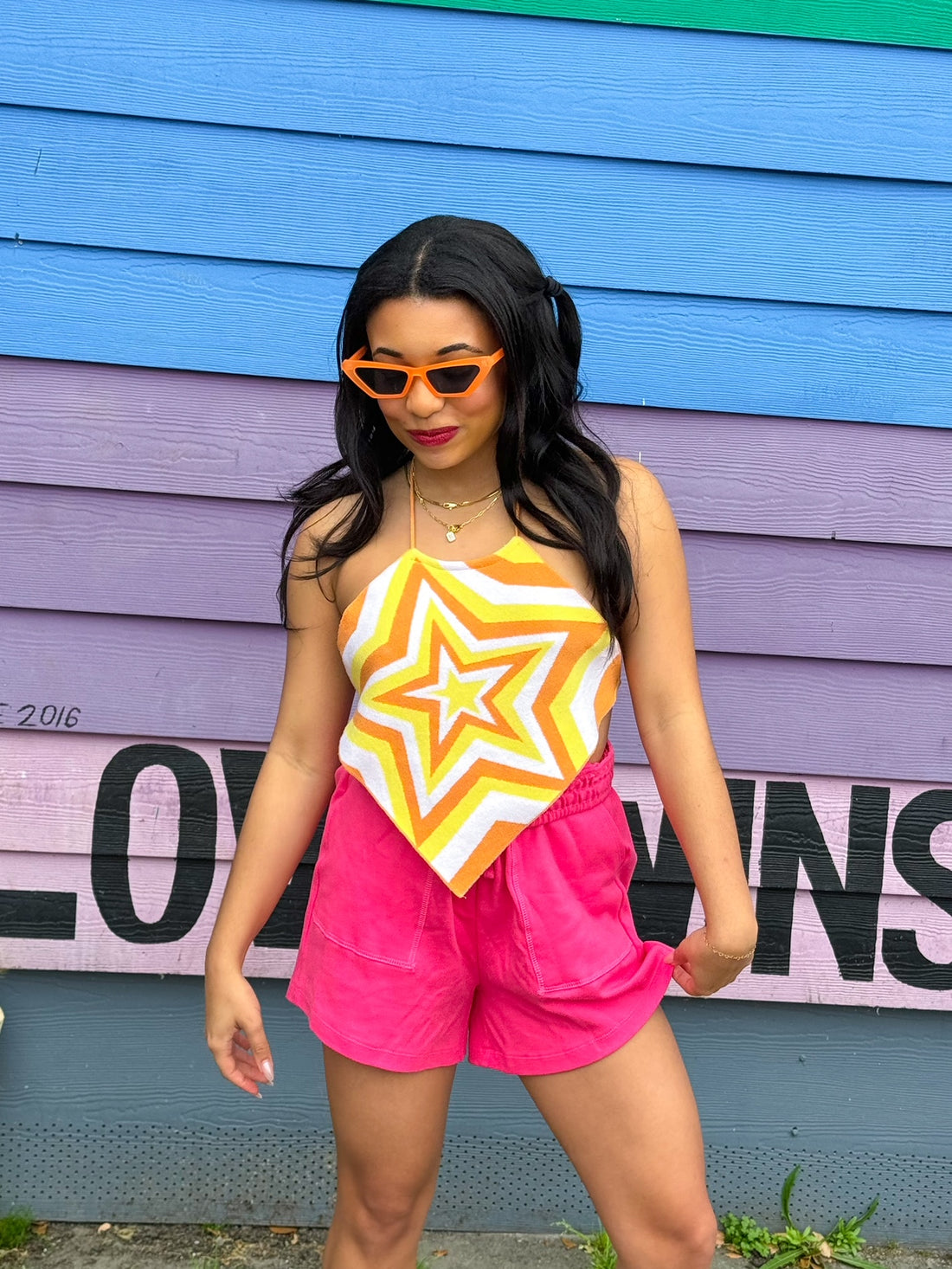 Shades of Yellow Star Halter Tank (S-L)