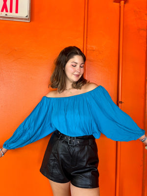 Blue Raspberry Snowcone Off the Shoulder Top