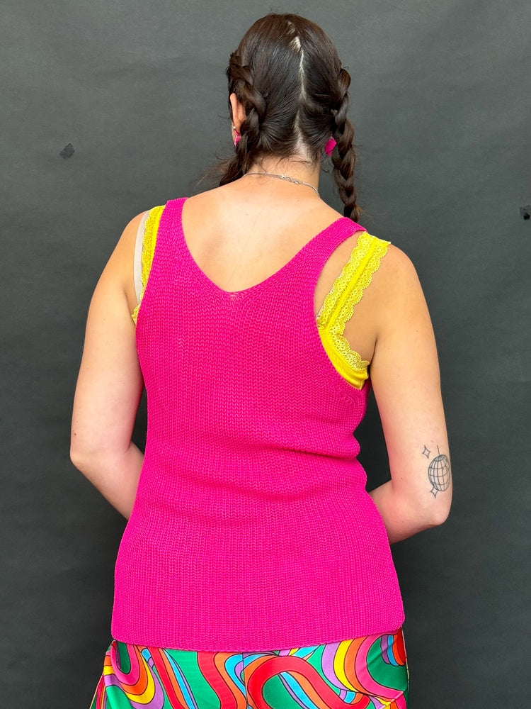 Get a Clue Pink Knitted Tank (S-L)