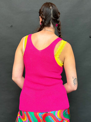 Get a Clue Pink Knitted Tank (S-L)