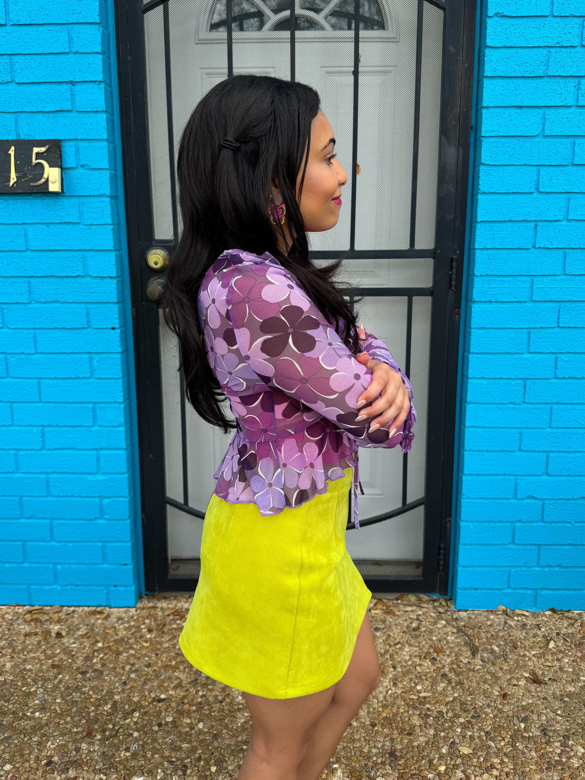 Purple Valley Longsleeve flower top (XS)