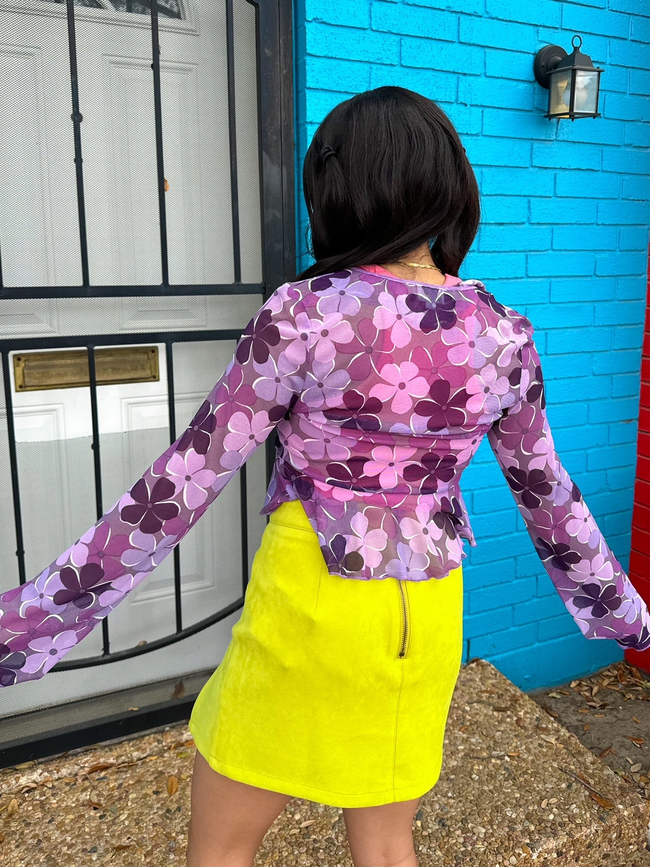 Purple Valley Longsleeve flower top (XS)