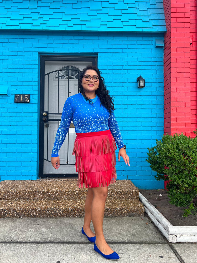 Rodeo Fringe Skirt in Red (S-3XL)