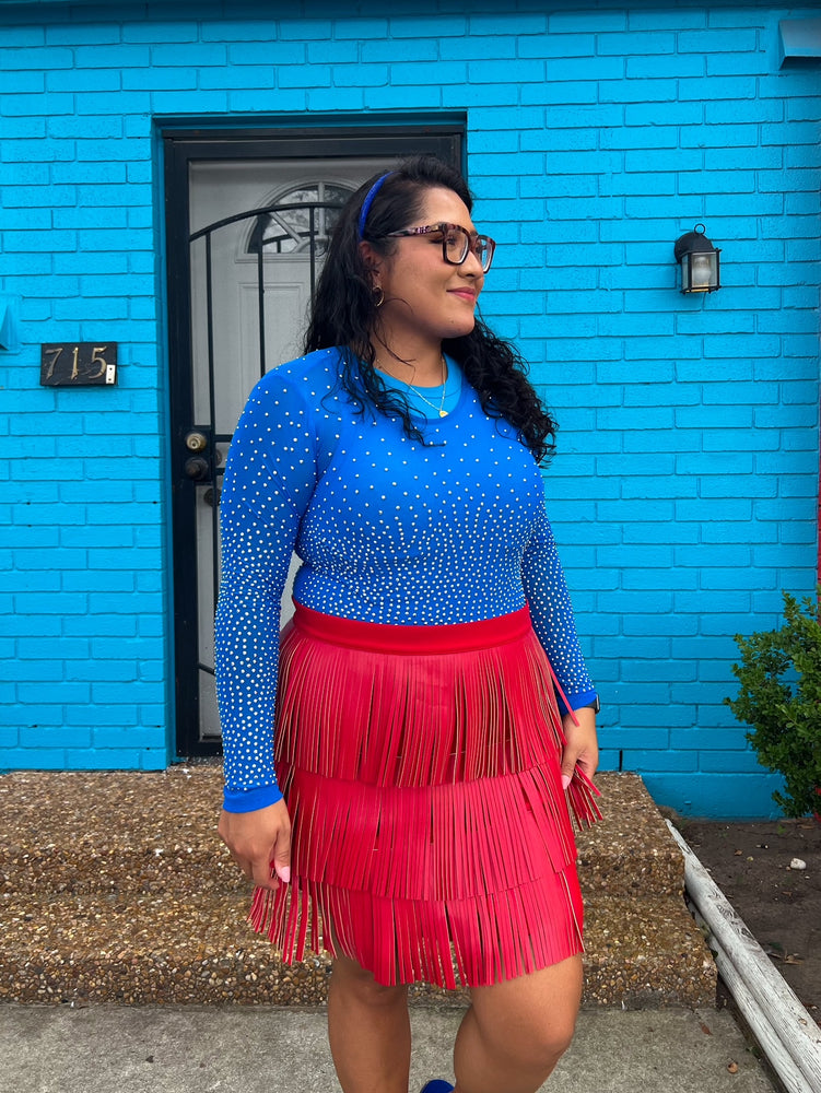 Rodeo Fringe Skirt in Red (S-3XL)