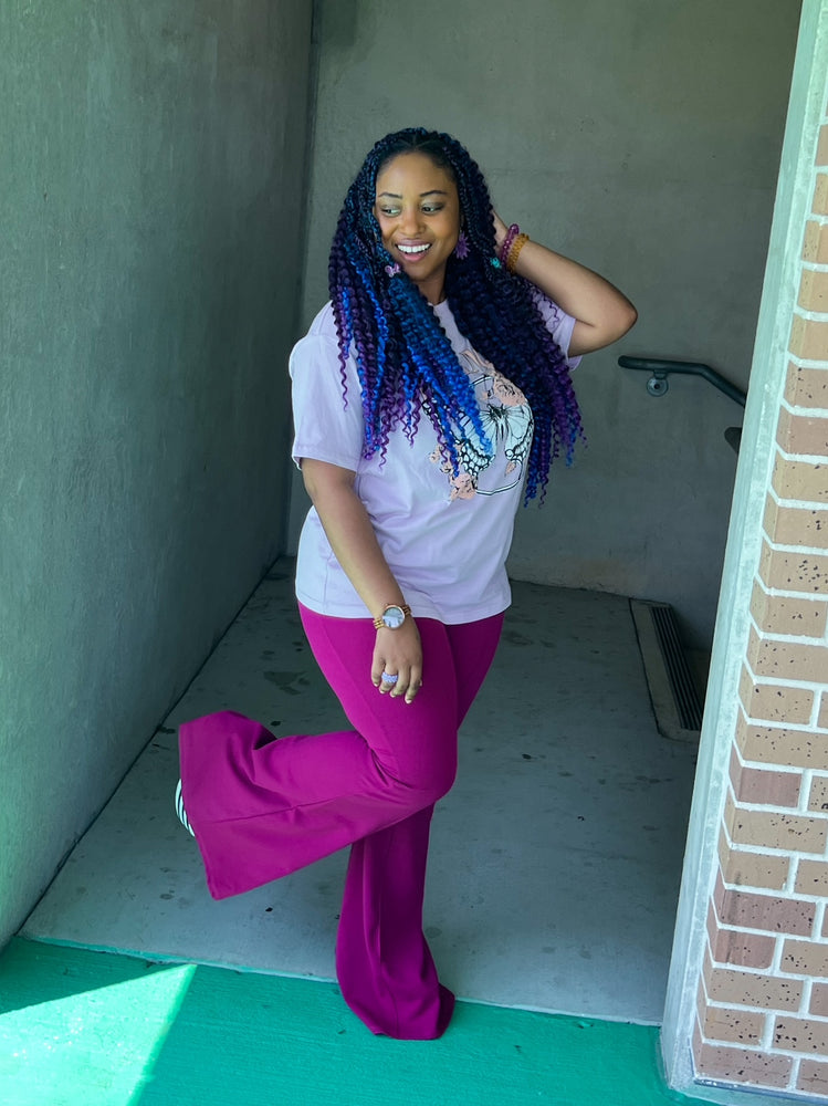 Weekend Vibes Berry Flare Pants (S-3XL)