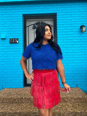 Rodeo Fringe Skirt in Red (S-3XL)