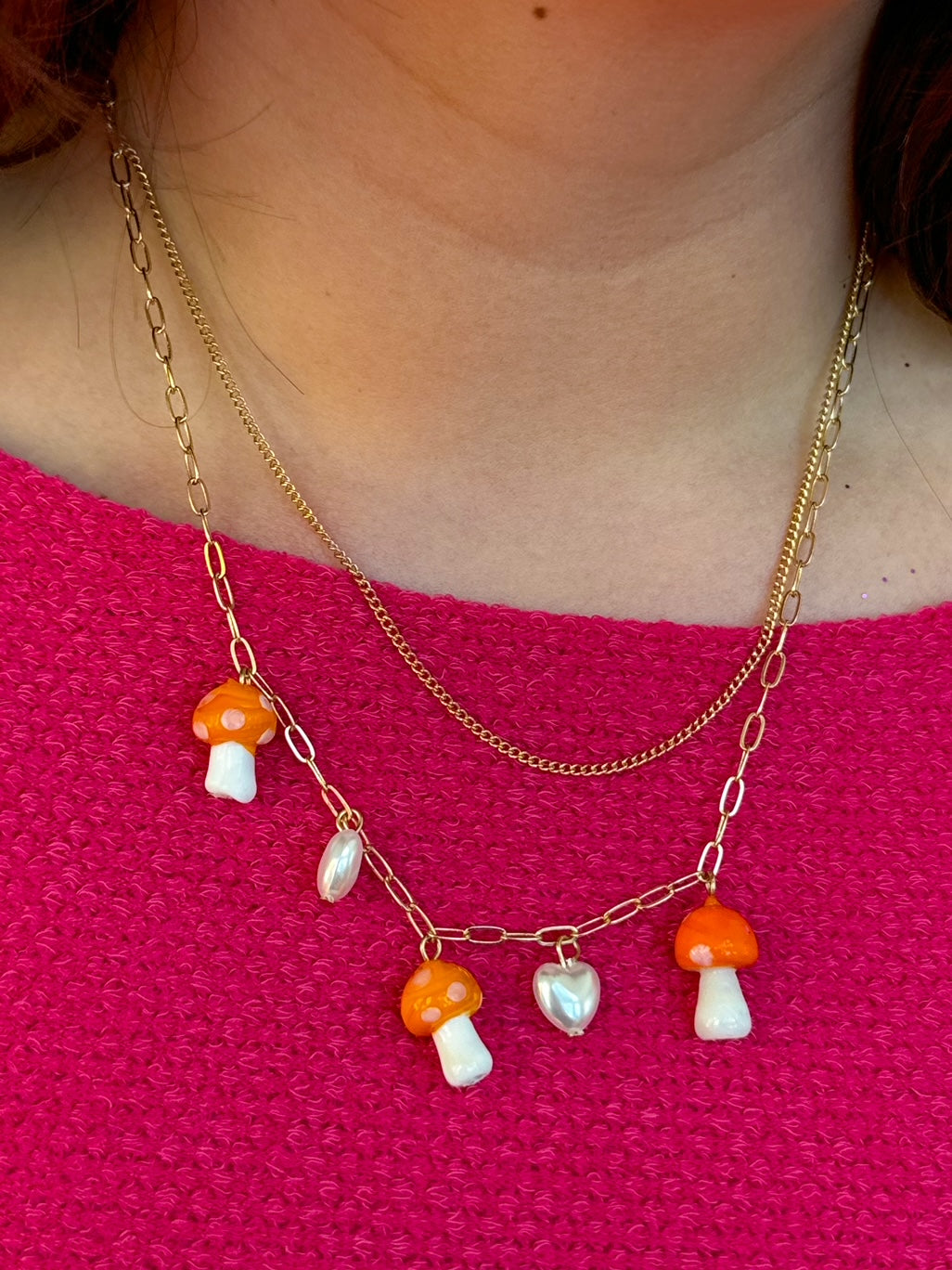 Orange Mushroom Necklace