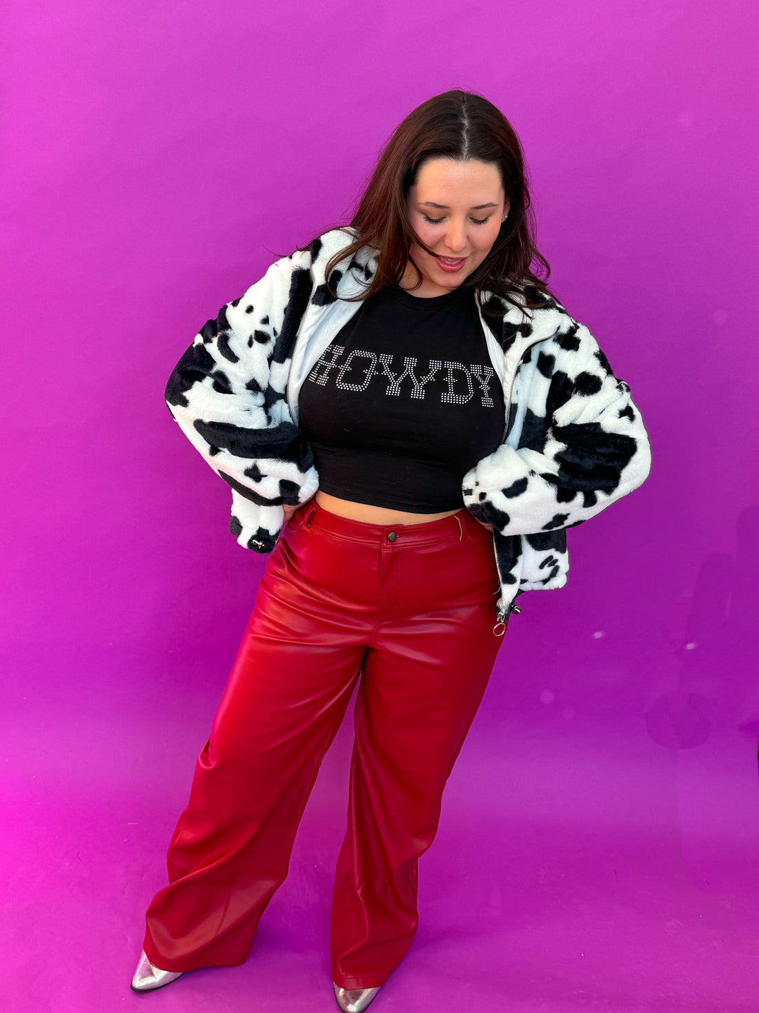 Cow Print Fuzzy Jacket (S-XL)