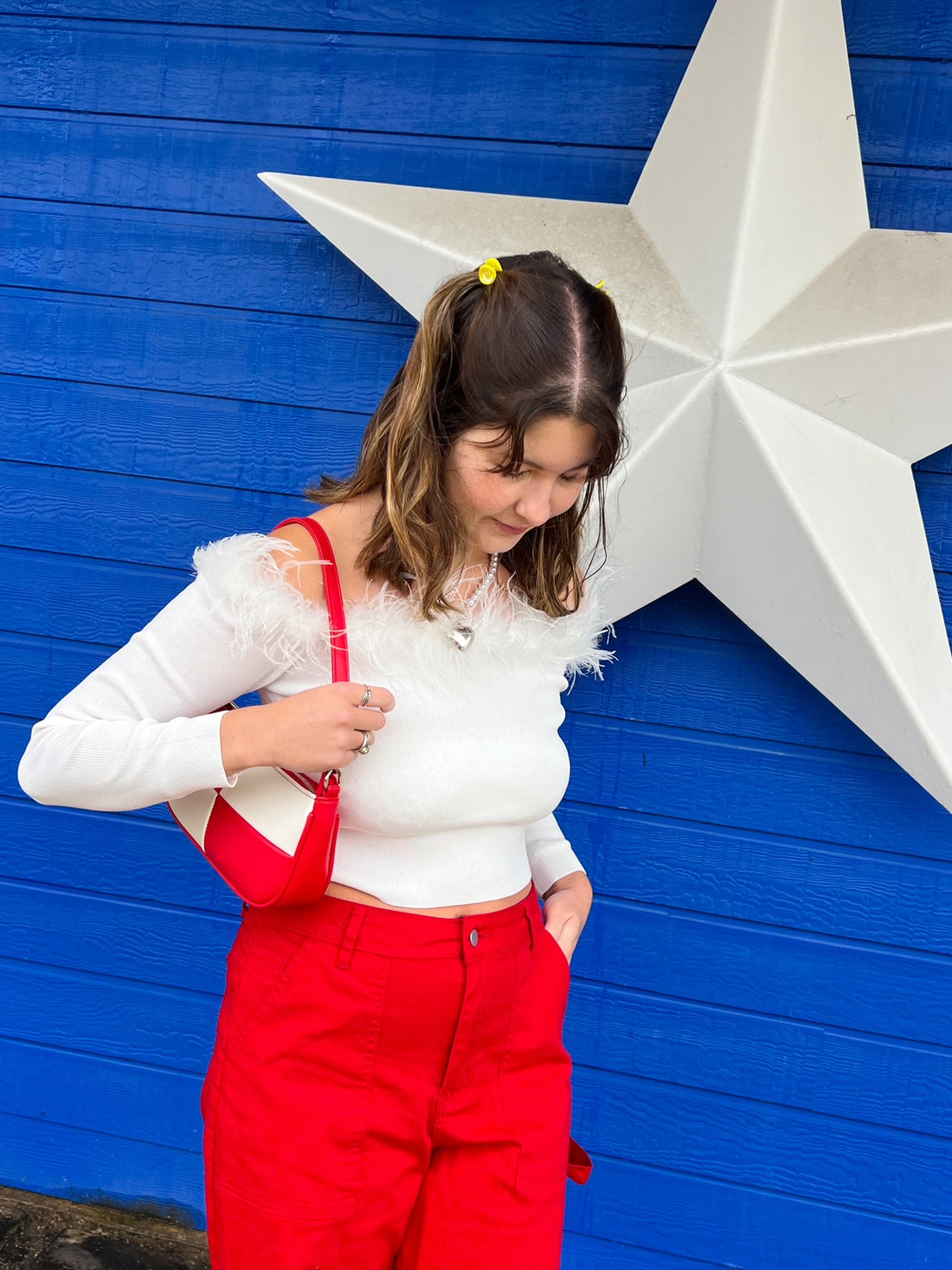 Snow Globe Feather Top (M & L)