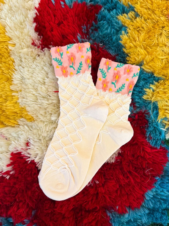 Floral Orange Socks