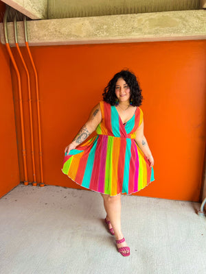 Rainbow Striped Dress * Extended Sizes