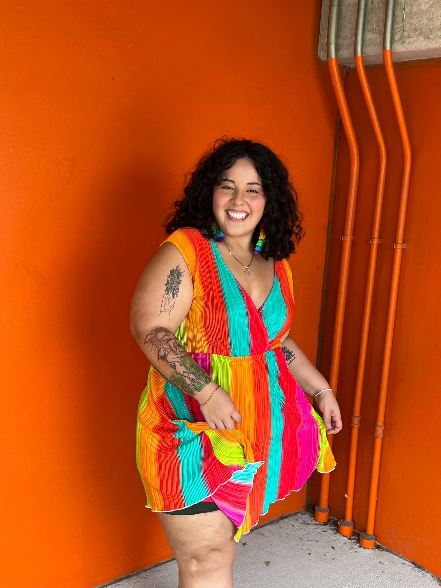 Rainbow Striped Dress (XL-2XL)