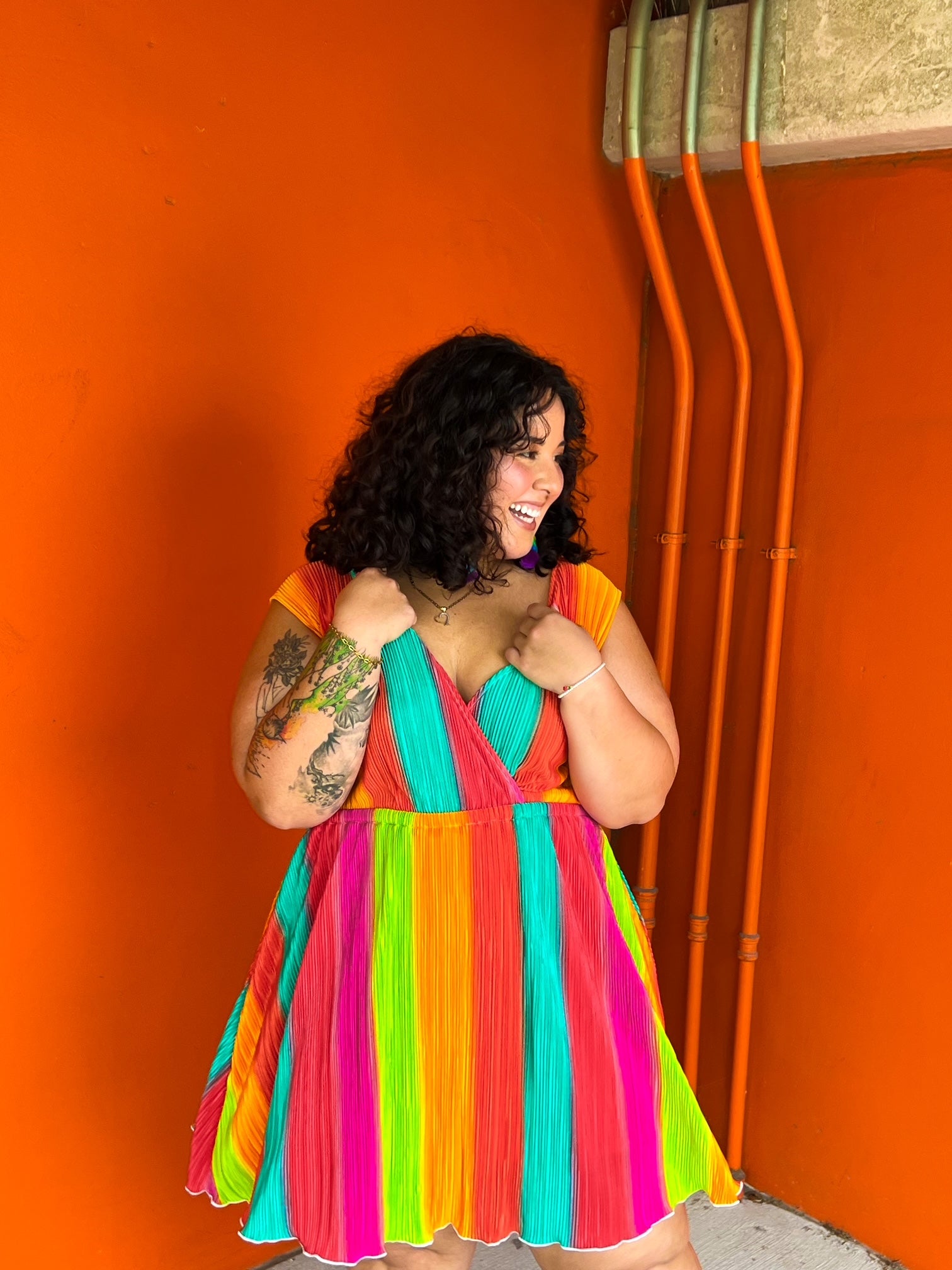 Rainbow Striped Dress (XL-2XL)