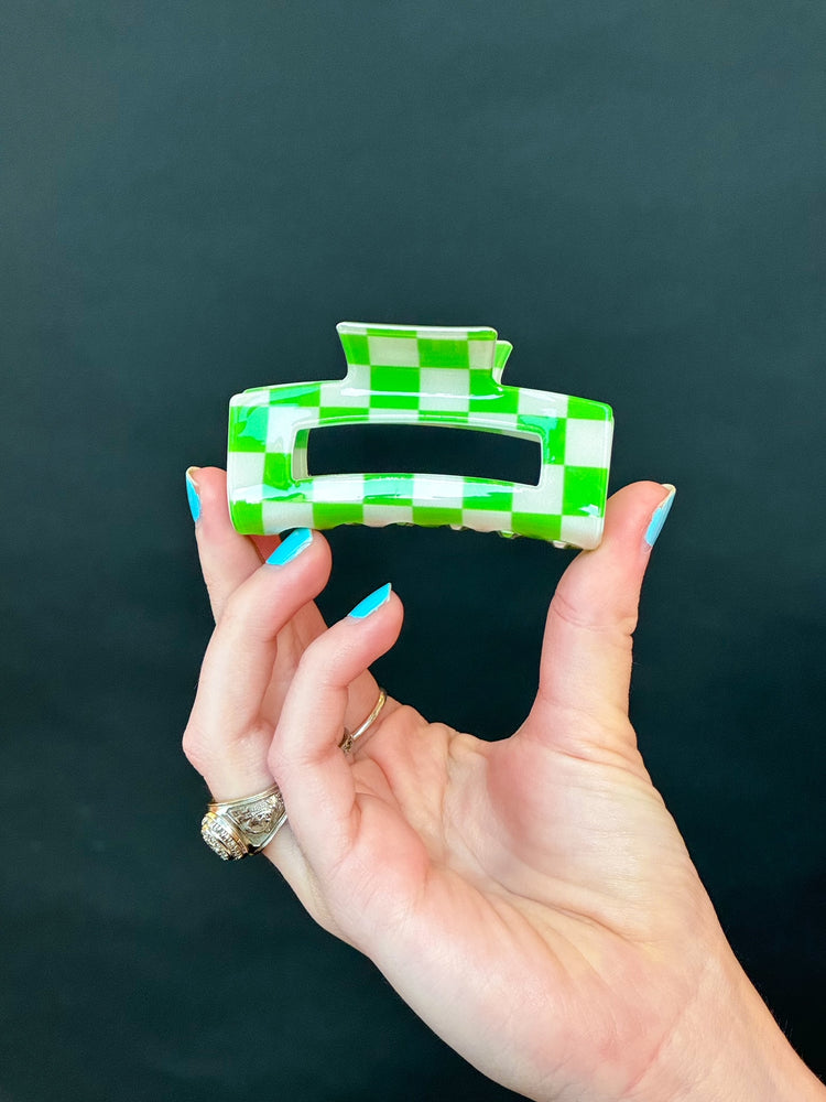 Green Checker Hairclip