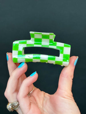 Green Checker Hairclip