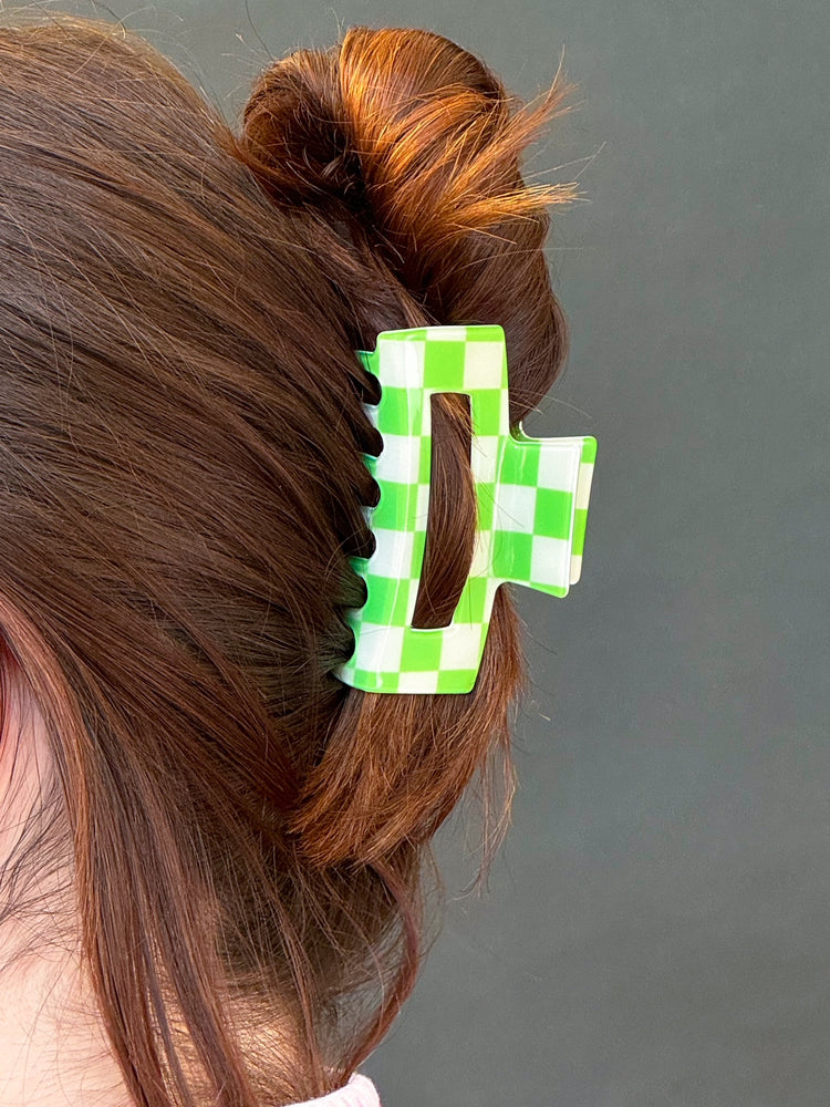 Green Checker Hairclip