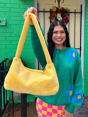 Fuzzy Pastel Yellow Purse