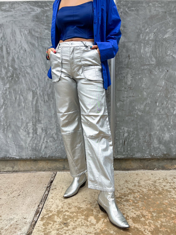 Silver Metallic Jeans (S-3XL)