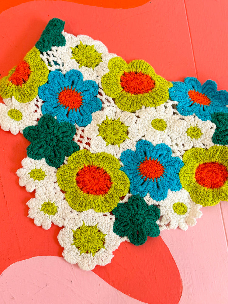 Crochet Flower Hair Scarf