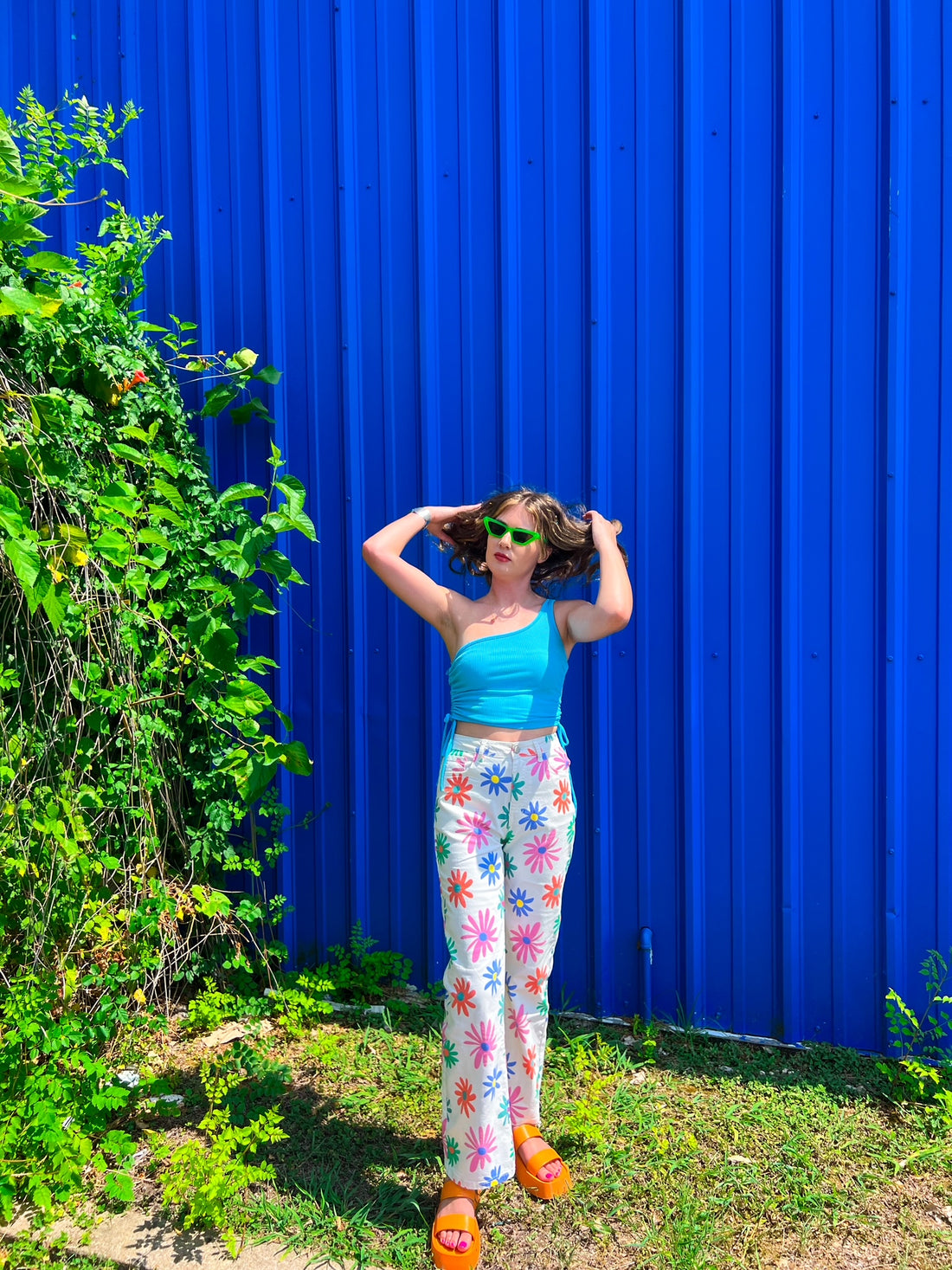 Summertime Fine Blue One Shoulder Top (S-L)