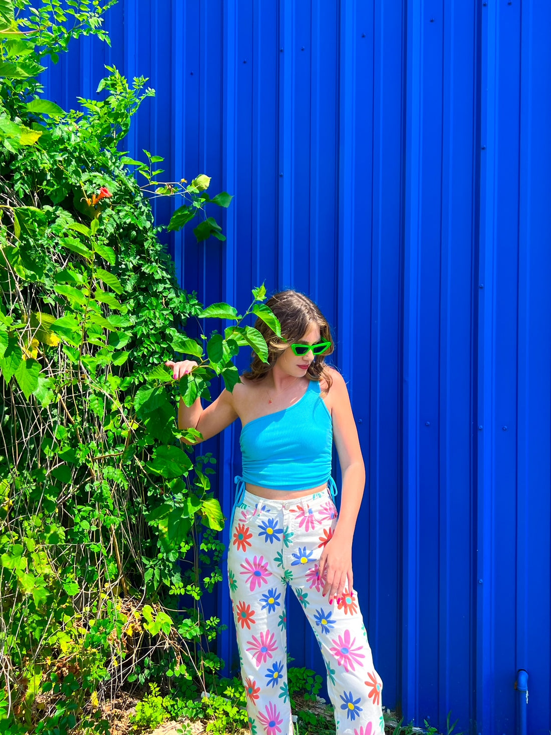 Summertime Fine Blue One Shoulder Top (S-L)