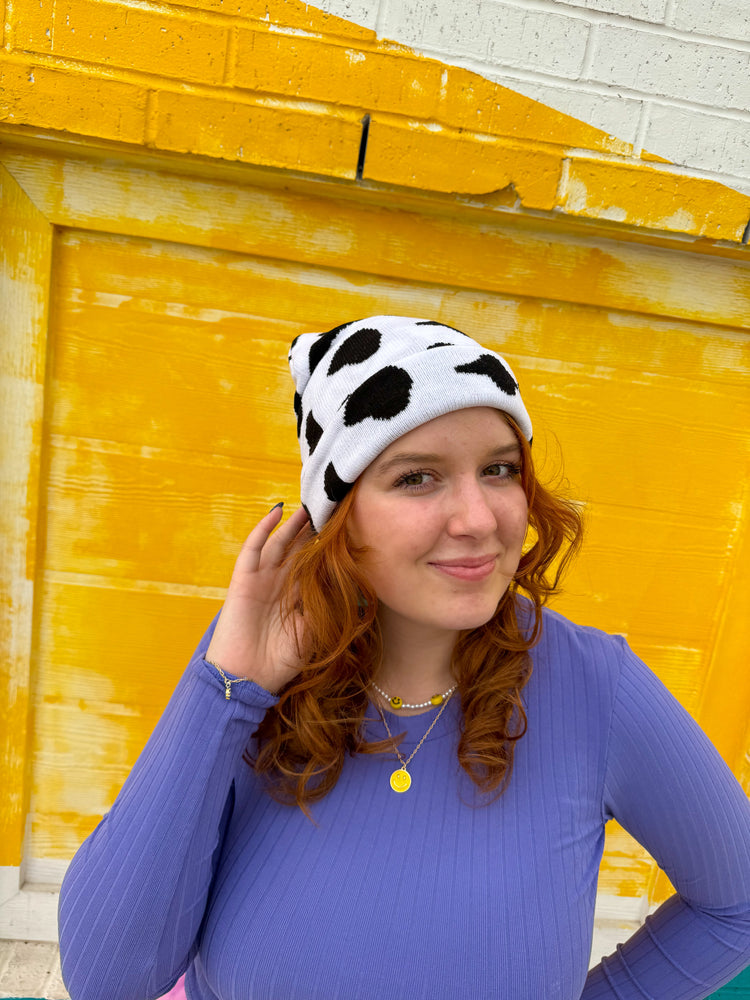 Cow Print Beanie