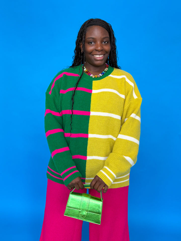 Split Decision Striped Sweater (S-2X)