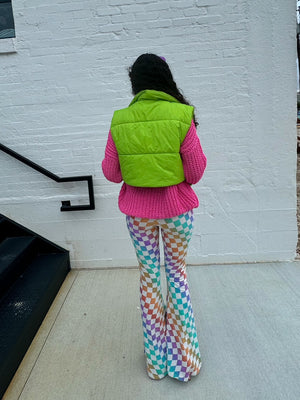 Rainbow Checker Flare Pants (S-L)