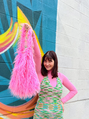 Pink Fuzzy Winter Tote