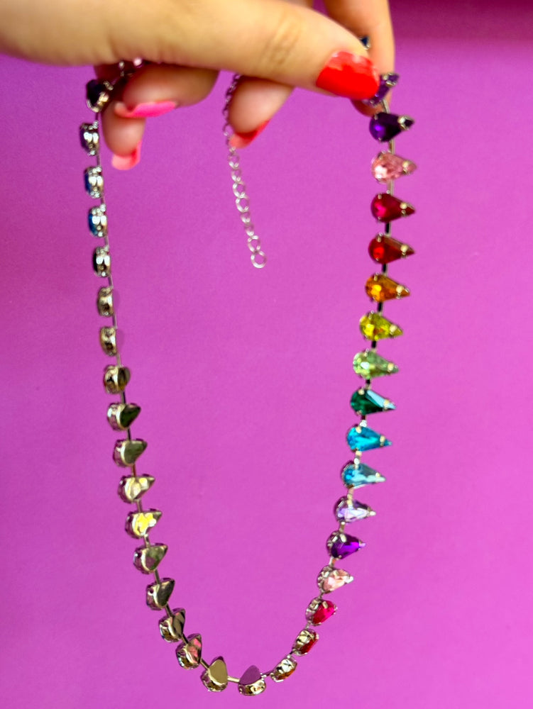 Rainbow Rhinestone Necklace